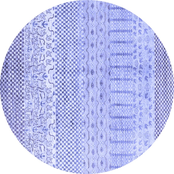 Ahgly Company Indoor Round Oriental Blue Modern Area Rugs, 4' Round