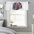 thumbnail image 4 of Red Fire Truck Cartoon Car Valances for Windows,Kitchen Valance Rod Pocket Short Curtain, Modern Minimalist Style Valance Curtain Window Valances for Bedroom Bathroom Living Room 60x18in, 4 of 9