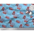 thumbnail image 3 of Soimoi Blue Cotton Cambric Fabric London Theme Architectural Print Sewing Fabric Yard 56 Inch Wide, 3 of 3