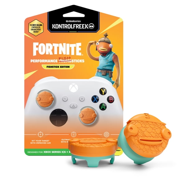 KontrolFreek Fortnite® Performance Fishsticks – Fishstick Edition | Xbox One & Xbox Series X Controller | Orange and Blue