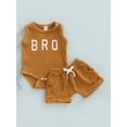 thumbnail image 2 of Liacowi 0-18M Newborn Infant Baby Boys Clothes Set Summer Bro Letter Romper Shorts Casual Outfits, 2 of 8