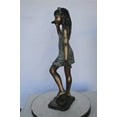 thumbnail image 5 of Nifao Standing Girl Listening to a Shell Bronze Statue – Home Office Decor Sculpture, 16"L x 12"W x 37"H, 5 of 10
