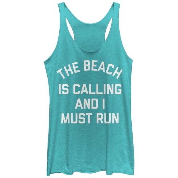 Women's CHIN UP Beach Calling Must Run Racerback Tank Top Tahiti Blue Medium