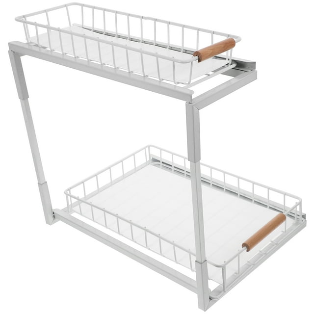 unbranded Organizador Para Almacenamiento Bajo El Fregadero Con Estantes Extraíbles Y Guardarraíl