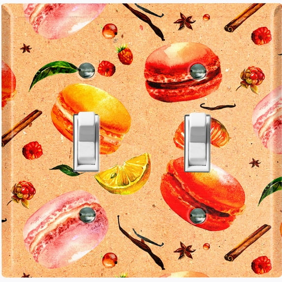 Metal Light Switch Plate Cover Orange Macaroon Fruit Croissant French Desserts CAK015