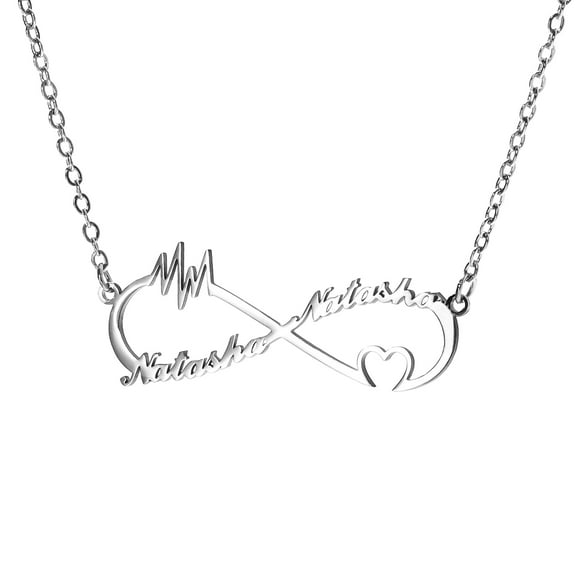Vakki Personalized Infinity Name Necklace Customized Any 2 Names Infinity Nacklace with Heart