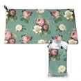 thumbnail image 1 of YFYANG Adult Microfiber Portable Travel Towel, Vintage Roses Floral Pattern Quick Dry Towel with Hiking Buckle PVC Pouch, 16" x 31.5", 1 of 6
