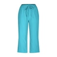 thumbnail image 4 of LADIGASU Womens Casual Color Elastic Loose Pants Capris With Pocket, 4 of 6