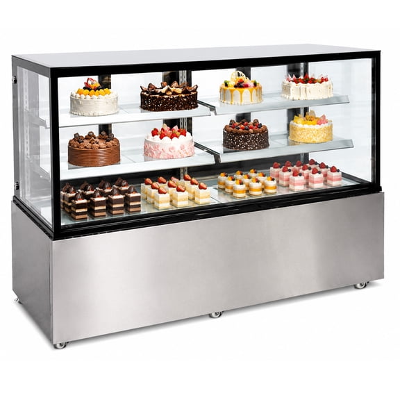 48" Refrigerated Bakery Display Case, Commercial Cake Showcase Refrigerator with LED Lighting, Curved Glass, Adjustable Shelves, ETL Certified