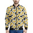 thumbnail image 3 of Chaqueta con cremallera y estampado de frangipani colorido para hombre y mujer, abrigo con estampado floral en 3D, chaquetas con cremallera, sudadera bomber de manga larga, 3 of 5