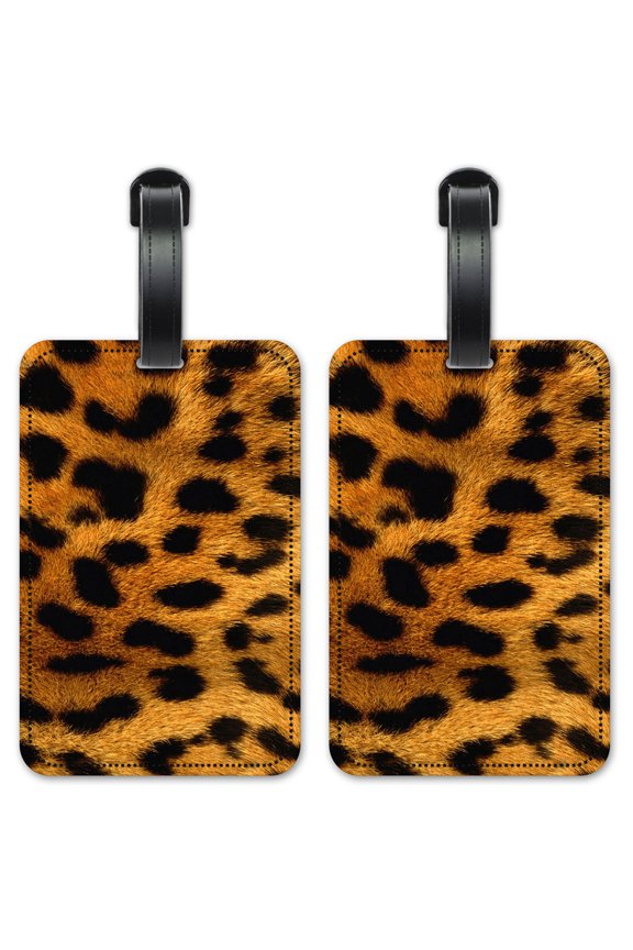 Orange Leopard - Luggage ID Tags / Suitcase Identification Cards - Set of 2