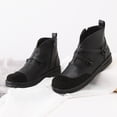 thumbnail image 3 of NECHOLOGY Botas Mujer Adulto Femenino Zapatos Botines de mujer Moda mujer otoño suela gruesa tacones cuadrados cremallera botines cortos zapatos de punta redonda (Black, 9), 3 of 5