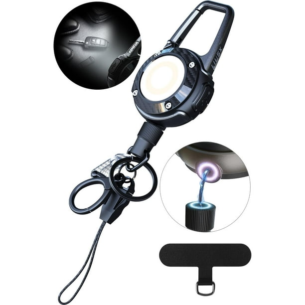 Llavero retráctil magnético LED LIUGX, 250 lúmenes, USB-C
