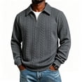 thumbnail image 2 of HAOTAGS Men’s Zip-Up Polo Shirts Lightweight Clean Minimalist Design, Subtle Textured Knit Casual Layering Pullover Tops Dark Gray Size 2XL, 2 of 6