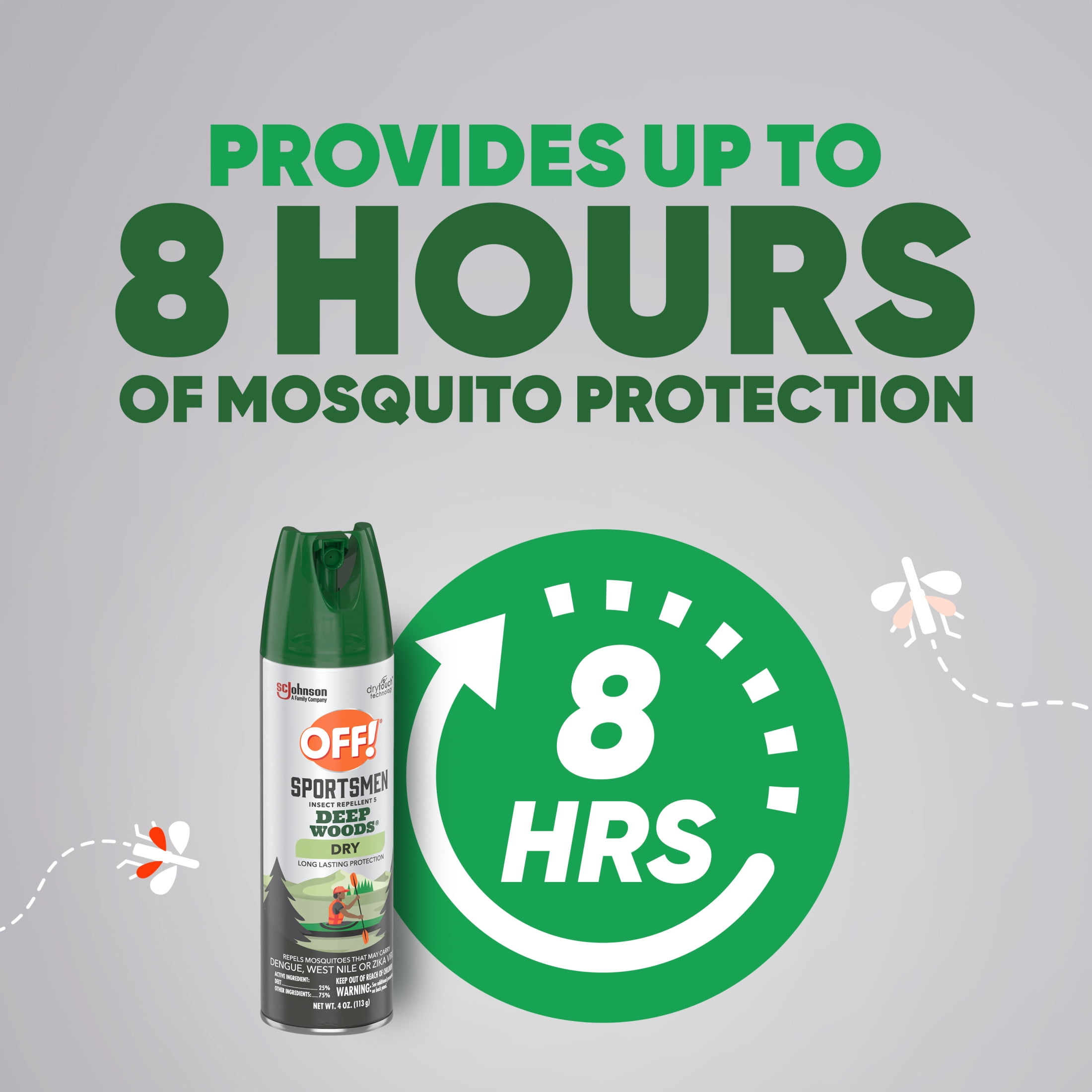 (6 pack) OFF! Sportsmen Deep Woods Dry Insect Repellent V, DEET Mosquito Bug Spray, 4 oz, 2 Count