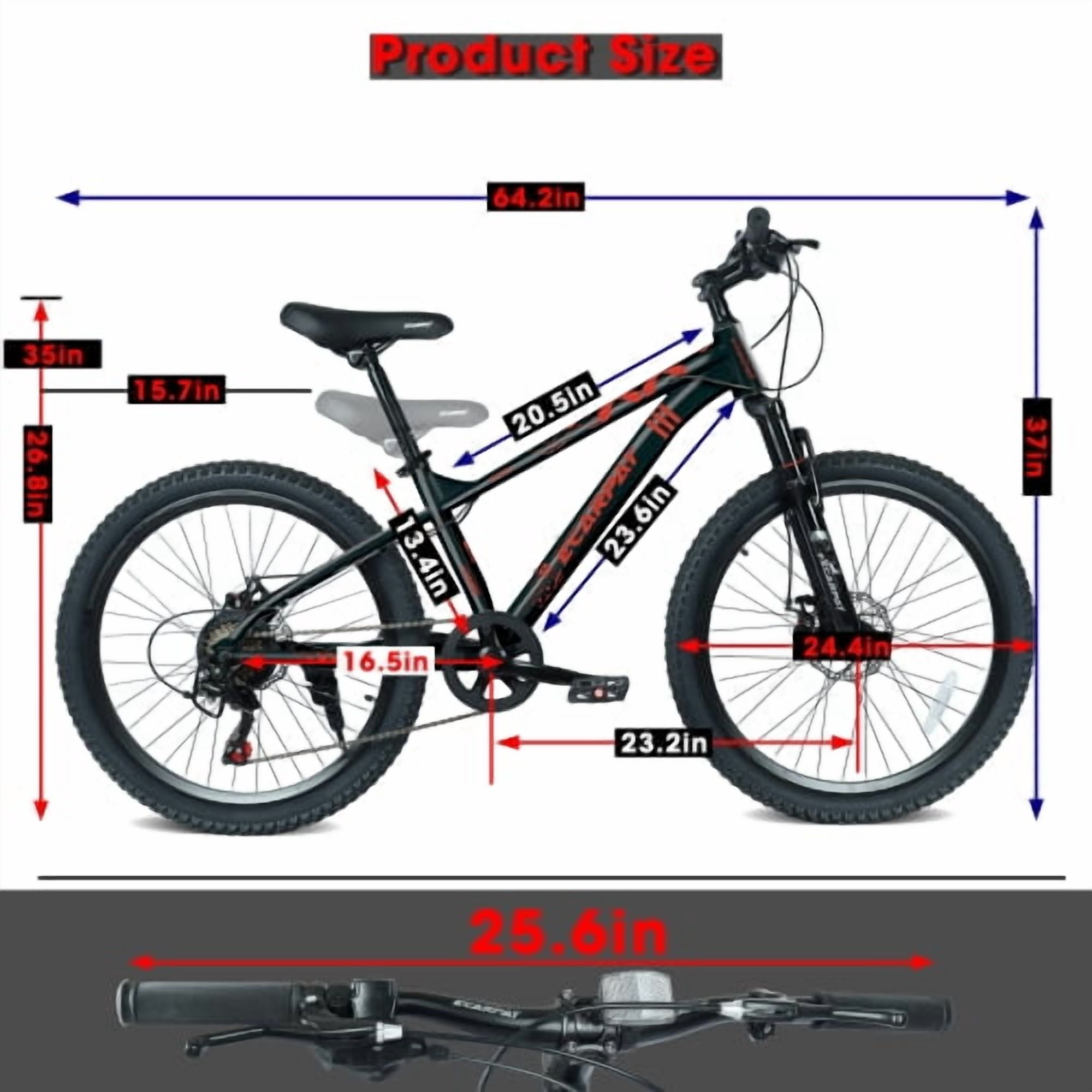 RAISTYW 24 inch Wheels Mountain Bike for Women, 21-speed Steel Frame Bicycles with Shock Fork, Plus Shock Absorber, Black and Orange