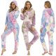 thumbnail image 2 of Pijama de felpa suave para mujer, ropa de dormir de Navidad, Tie-dye, mono con capucha y cuello en V, mono de invierno, ropa de dormir femenina, 2 of 3