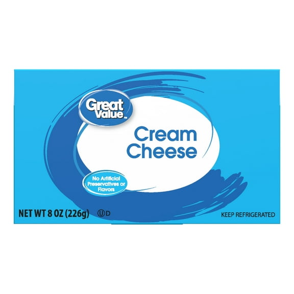 Great Value Cream Cheese Brick, 8 oz Block