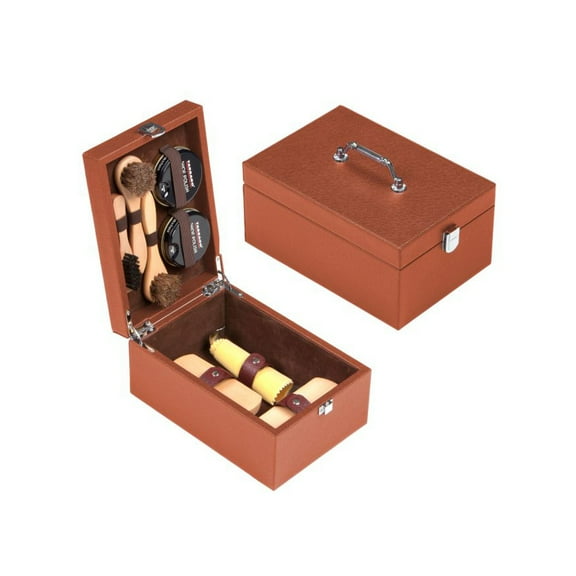 Tarrago Wooden Travel Kit for Shoe Care, Brown