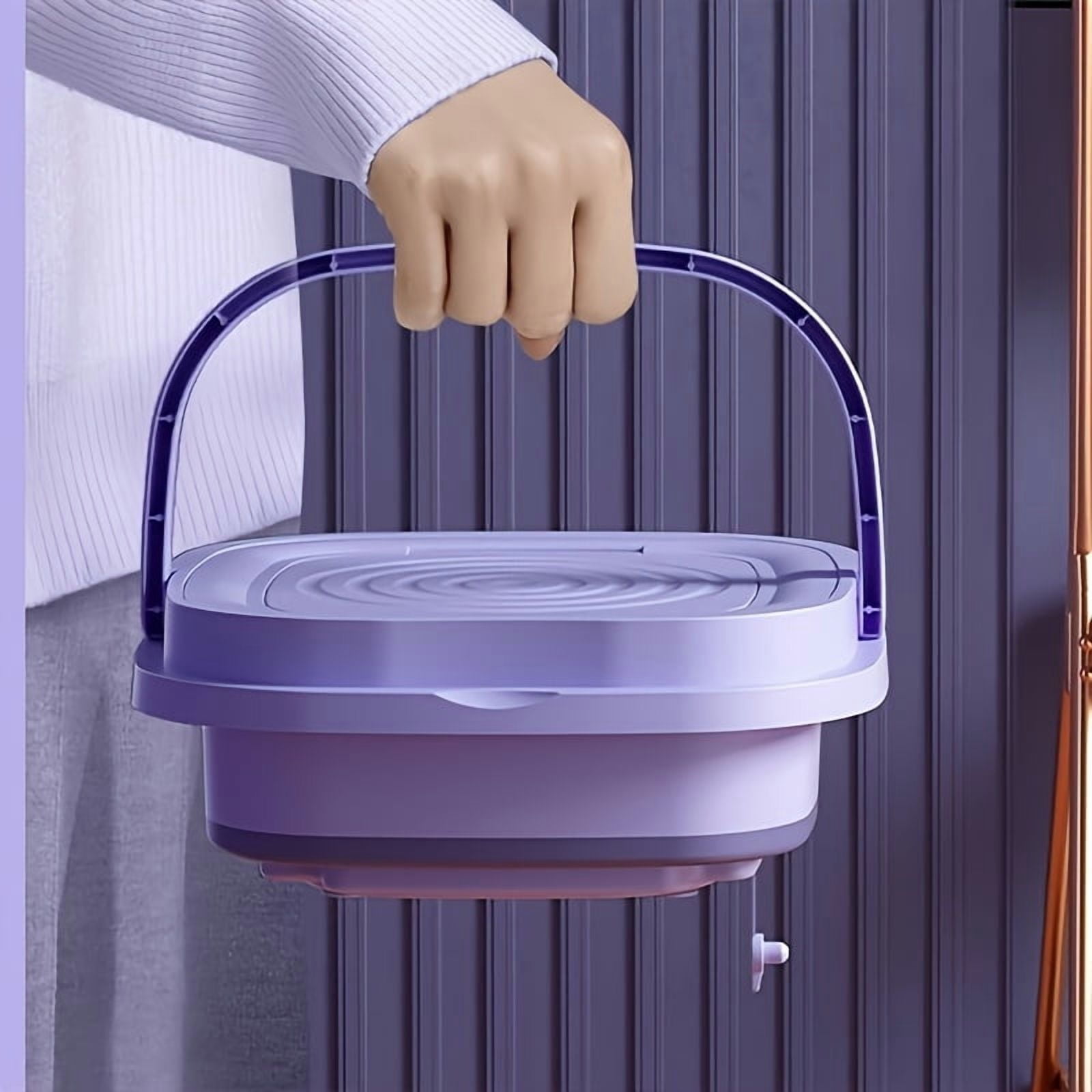 2.11gal High Capacity Mini Foldable Washing Machine - 3 Modes Deep Cleaning, Soft Spin Dry for Socks, Clothes, Towels, Delicate Items (Purple)