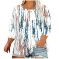 thumbnail image 5 of JTZGDY Plus Size Womens 3/4 Sleeve Tops Vintage Floral Printed Summer Graphic T-Shirts Loose Oversized Crewneck Tunic Blouse Fashion Outfit Clothes White#01 XXXXXL, 5 of 6