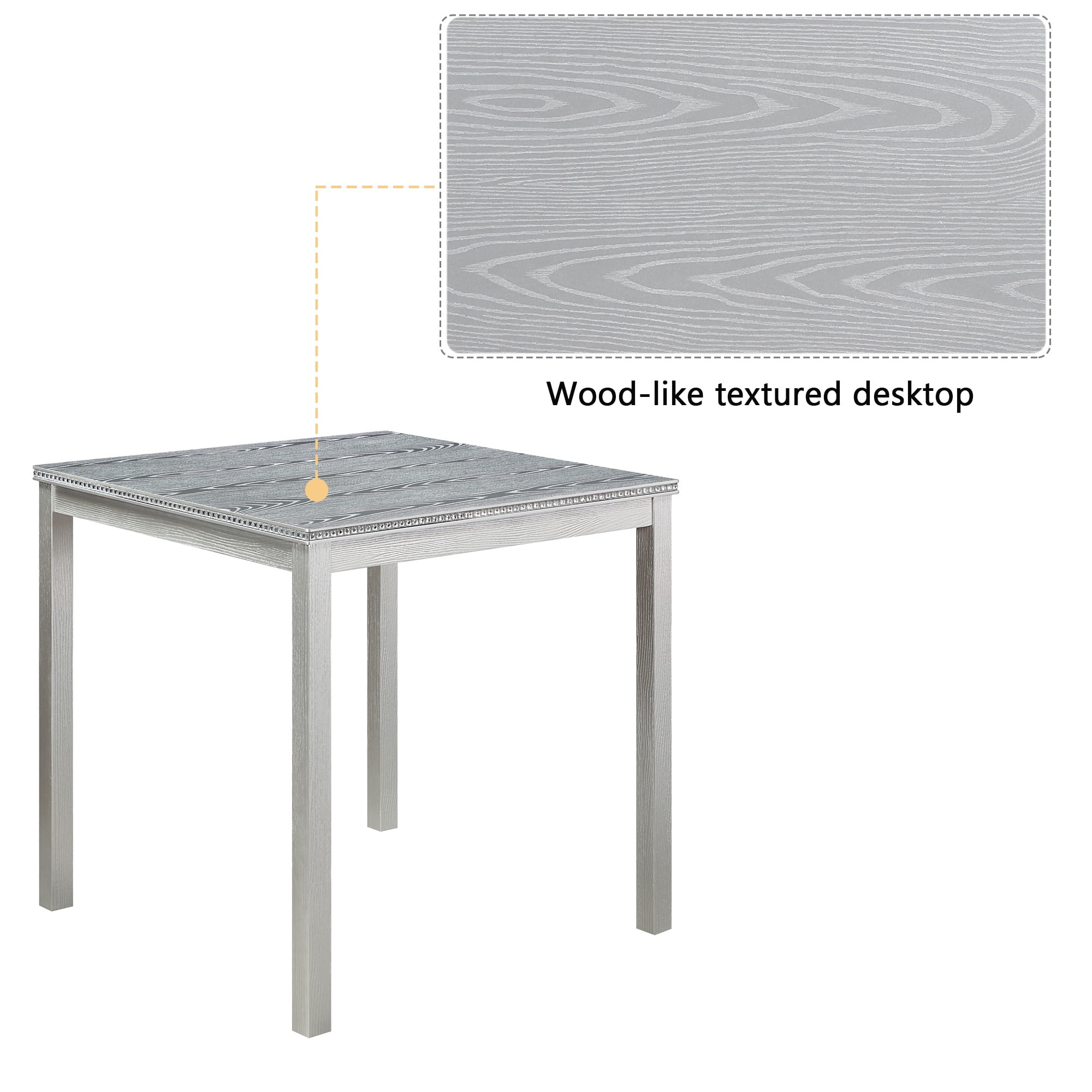PAPROOS Solid Wood Dining Table, Counter Height Square Kitchen Table for Small Space, Farmhouse Acacia Wooden Dinner Table for 4, Silver Gray(Only Table)