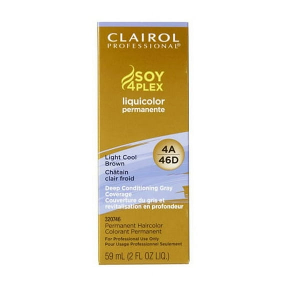 Clairol Professional Soy4plex Light Cool Brown 4A/46D Liquicolor Permanent Hair Color, 2 Oz, 6 Pack