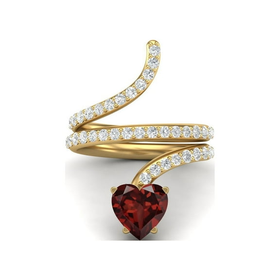 Mooneye 7mm Heart Shape Garnet 925 Sterling Silver Gold Vermeil Snake Valentines Day Gift Rings