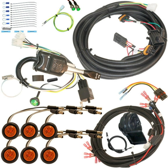 MCSADVENTURES plug and play turn signal kit for 24 RZR XP 1000: Lever switch: (black), horn / hazard, 3/4 round lights (amber lens)