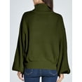 thumbnail image 4 of SSLR Oversized Sweaters for Women Turtleneck Sweater Drop Shoulder Knit Long Lantern Sleeve Pullover Sweater, 4 of 8