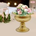 thumbnail image 3 of 10 Pcs Gold Mini Metal Urn Planter Pot 4.7" Metal Wedding Table Centerpieces Flower Arrangement, Compote Trumpet Vase for Party Birthday Anniversary Ceremony, 3 of 7