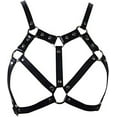 thumbnail image 1 of Zhuge Arnés de cuero para mujer, estilo punk, con correas para el pecho, cinturones de cintura ajustables, 1 of 5