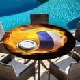 thumbnail image 6 of Volleyball Round Tablecloth, Fitted Table Cover with Elastic for 45"-54" Round Tables, Modern Buruning Flame Sport Black Background Table Cloth Outdoor Indoor Dinning Party Waterproof Tablecloths, 6 of 7