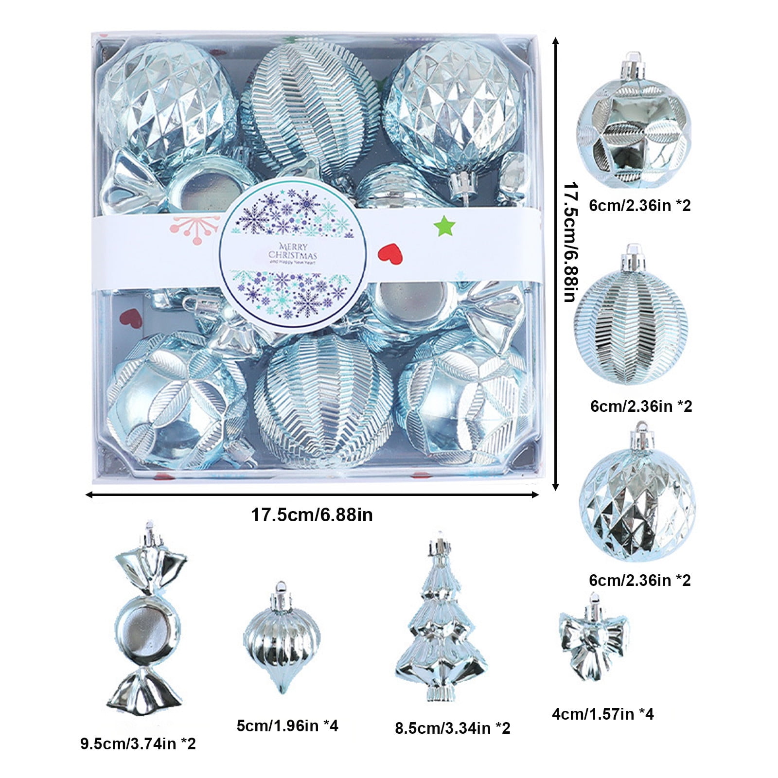 New Christmas Set 18pcs Irregular Rectangle Box Colored Christmas Tree Decorative Pendant Gift Box