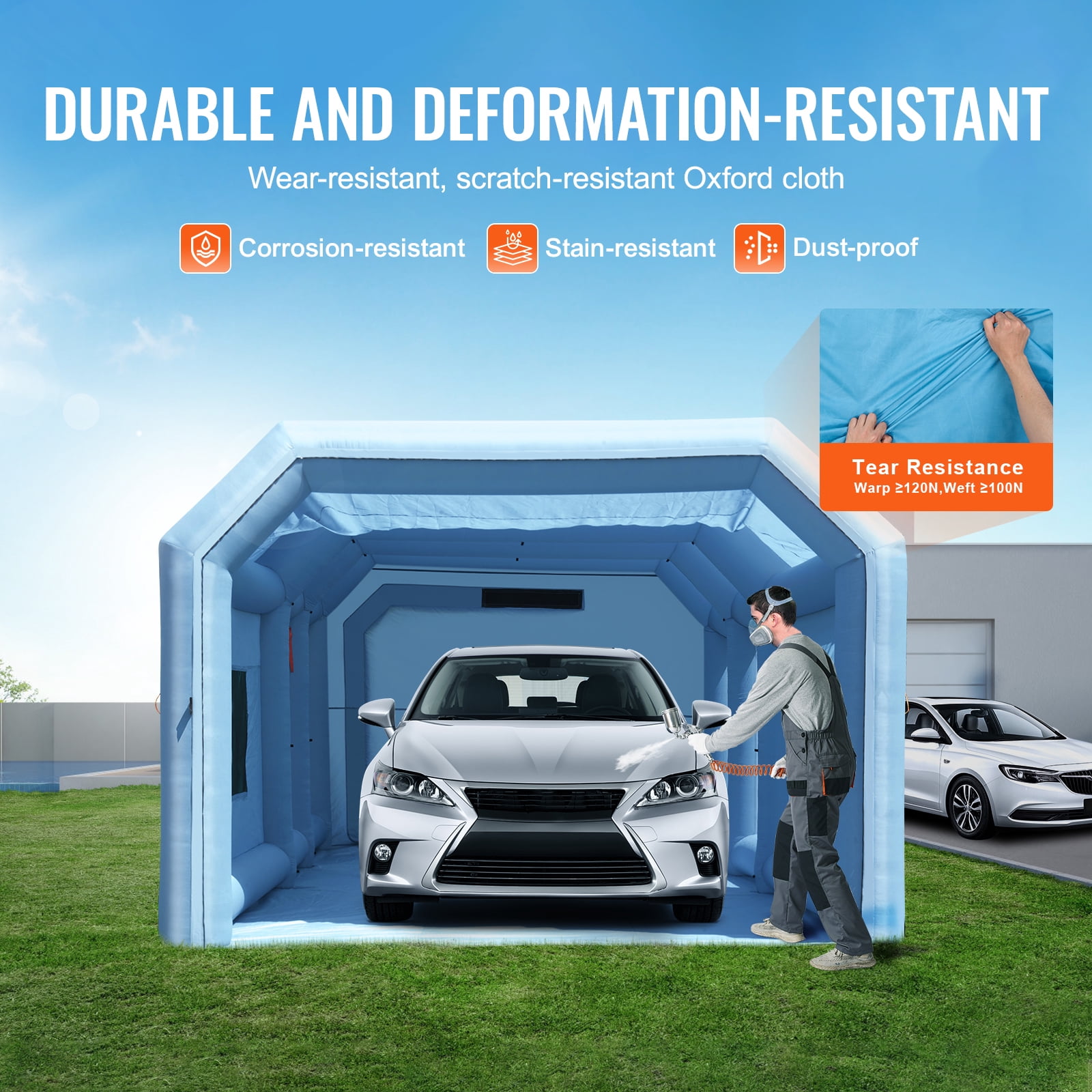 VEVOR Inflatable Paint Booth,27.9 x 15.7 x 10.8 ft Inflatable Spray Booth, Portable Car Paint Booth for Small Truck, with 950W+750W Powerful Blowers and Air Filter System,Large Motorcycle, Midsize S