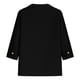 thumbnail image 3 of Tops de Color Sólido para las Mujeres Camisa de Botón Casual 3/4 Manga Cuello Redondo Tops de Lino para las Mujeres Primavera Verano, 3 of 7