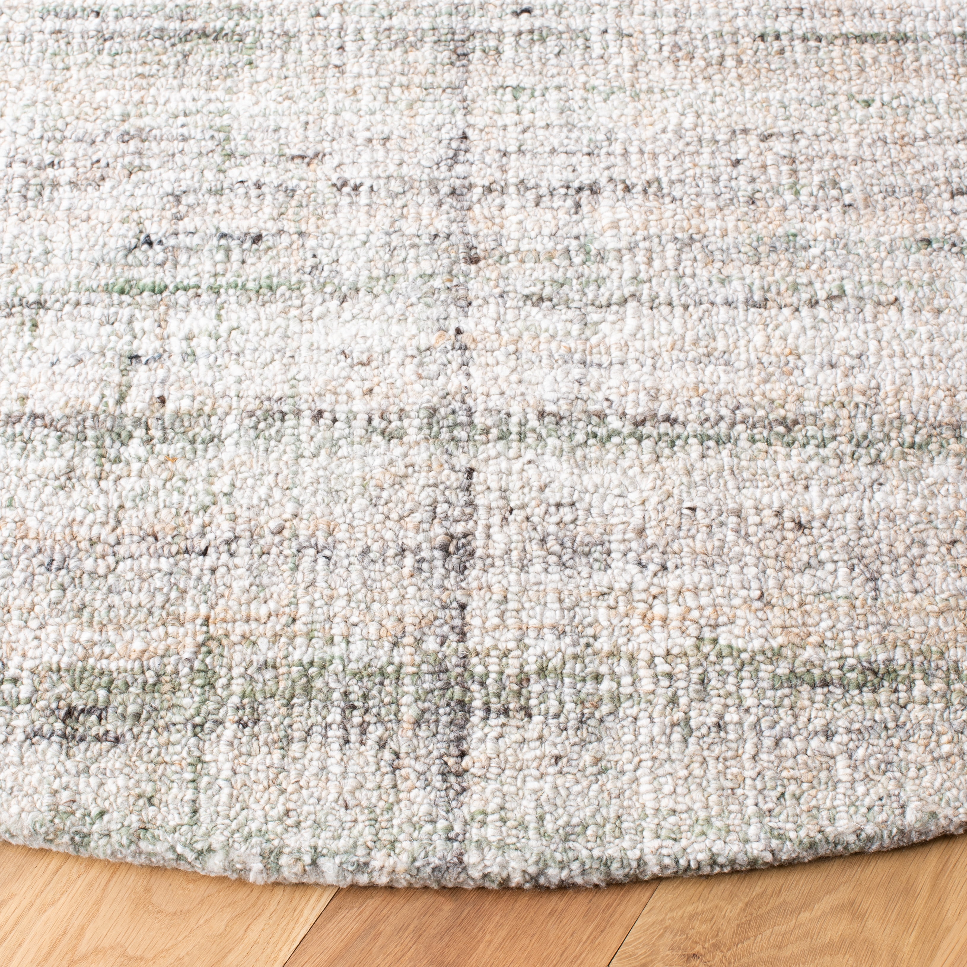 SAFAVIEH Abstract Jerrald Striped Area Rug, Green/Sage, 6' x 6' Round
