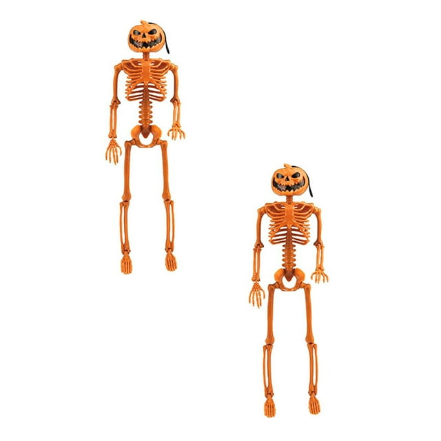 SuChun Party Photo Booth Props Small Halloween Skeleton Statues Perfect For Scary Party Decorations And DIY Outdoor House House Props Orange