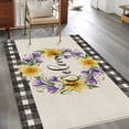 thumbnail image 3 of Welcome Washable Area Rugs 2.7'x5', Vintage Purple Yellow Floral Wreath Linen Texture Low Pile Throw Living Room Rug Non-Slip Sturdy Edge Binding Carpet for Indoor Entryway Bedside Kitchen, 3 of 9