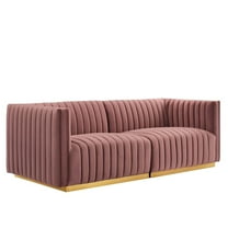 Modway Conjure Channel Tufted Performance Velvet Loveseat in Gold/Dusty Rose