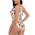 thumbnail image 4 of Gukieu Autumn Pumpkins Fall Leaves Print One-shoulder Ruffled One-piece Swimsuit with Removable Chest Pads and Tummy-control Swimsuit for Women-Small, 4 of 6