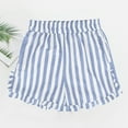 thumbnail image 2 of DeHolifer Shorts for Women Striped Elastic Waisted Straight Leg Drawstring Loose Comfy Shorts with Pocket Light Blue XL, 2 of 8