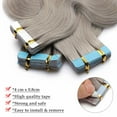 thumbnail image 4 of Benehair 100% Real Remy Human Hair Extensions Tape In Seamless Skin Weft Full Head Body Wave Women Thick 20-40pcs Grey Wavy Curl Hair, 4 of 11