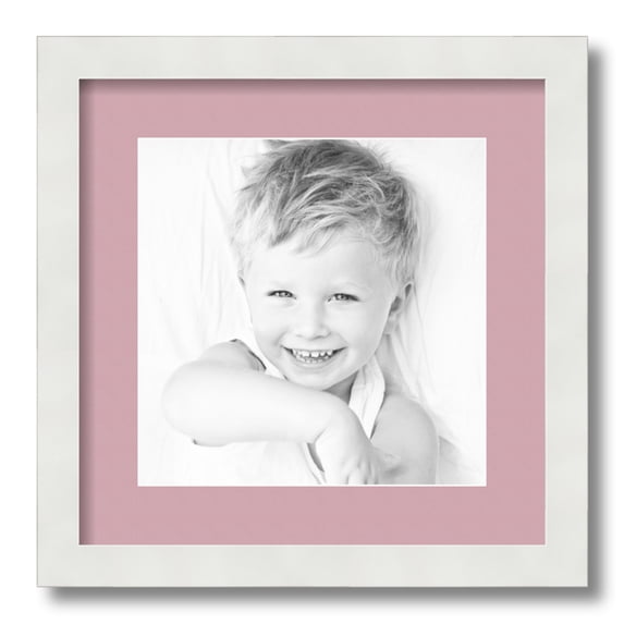 ArtToFrames 14x14" Matted Picture Frame with 10x10" Single Mat Photo Opening Framed in 1.25" Satin White Frame and 2" Seashell Mat (FWM-3966-14x14)