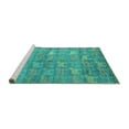 thumbnail image 2 of Ahgly Company Machine Washable Indoor Round Abstract Turquoise Blue Modern Area Rugs, 5' Round, 2 of 4