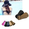thumbnail image 2 of Flmtop Women's Summer Wide Brim Roll Up Foldable Sun Beach Straw Braid Visor Sun Hat, 2 of 10