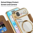 thumbnail image 5 of Feishell Flip Case for iPhone 16e with Camera Lens Protect Film,Magnetic Closure PU Leather Folio Case with RFID Blocking Card Slots Luxury Plating Transparent Phone Cover,Brown, 5 of 8