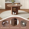 thumbnail image 3 of LUFTUT 47.2" Round Dining Table with Storage, Pedestal Wood-Look MDF Table with Sliding Wood Door, Modern Farmhouse Circle Table for Kitchen & Dining Room, Seats 4–6 (Walnut), 3 of 8