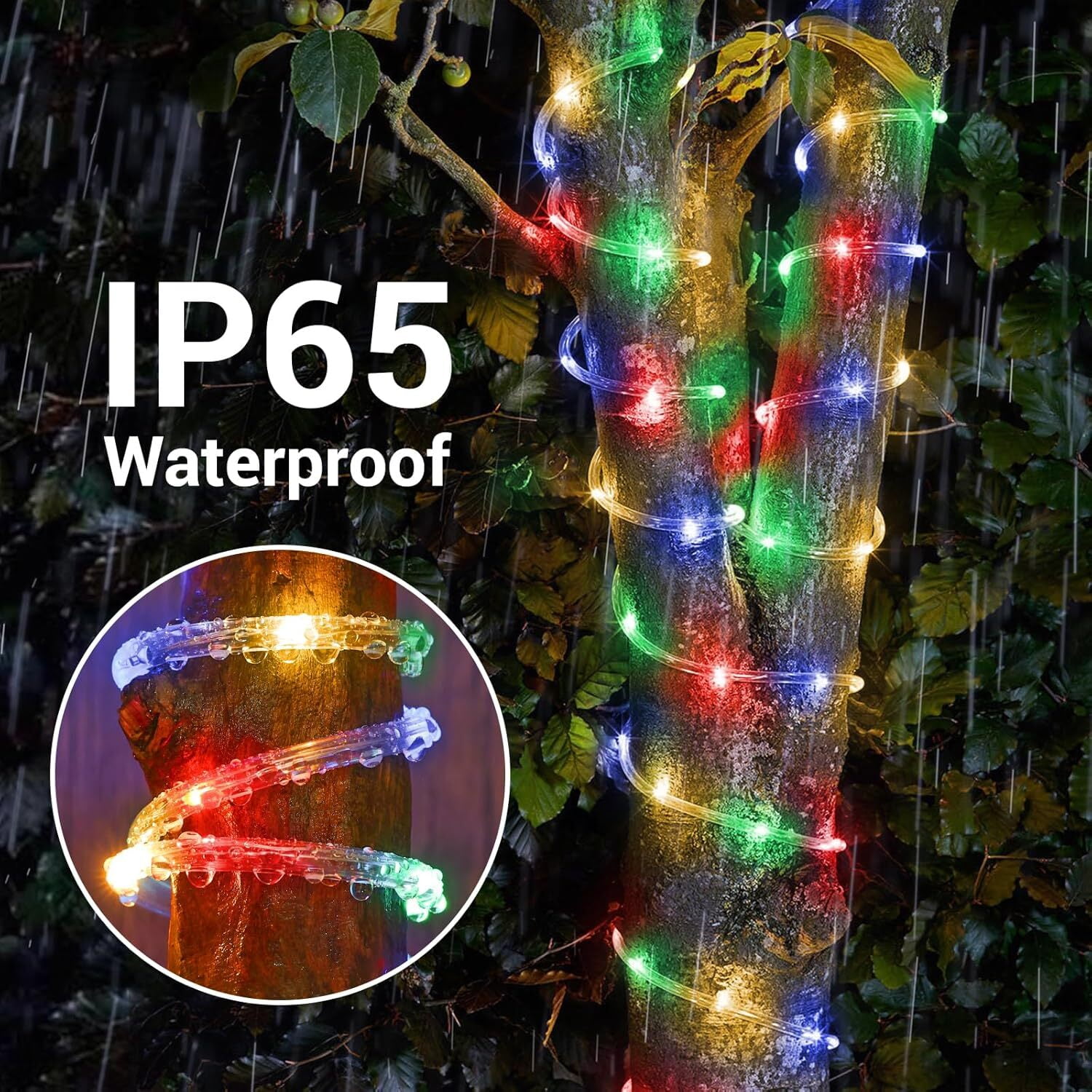 Solar Rope Lights 2 Pack,39FT 100LEDs Multicolored Waterproof Outdoor String Lighting, 8 Modes, for Pathway Pool Patio Garden Palm Tree Christmas Halloween(Multi-Color)