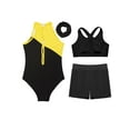 thumbnail image 4 of TTAO Girls' Leotard Dance Clothes Dance Leotards for 6-16 Years Fashion Hair Band Sleeveless Sparkly Tumbling Yellow 6, 4 of 7